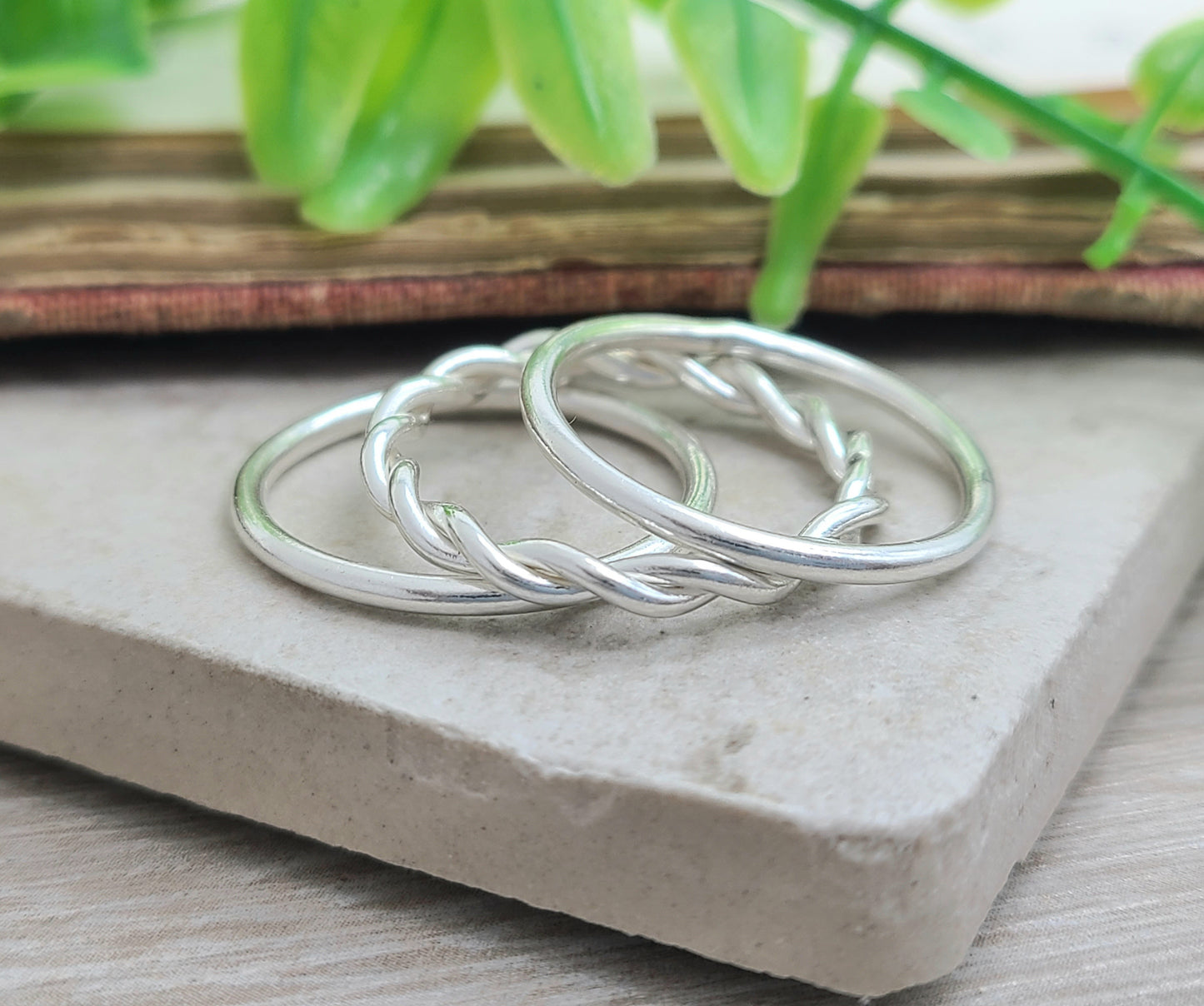 Sterling Hammered Stack Rings Set of 3