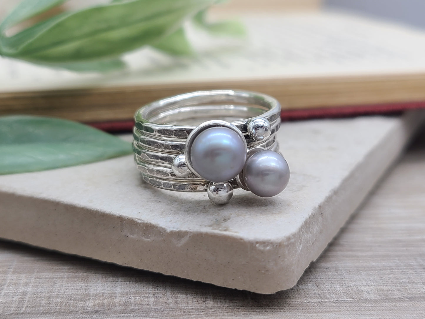 Sterling Silver Pearl Stacker Rings / Stackers /