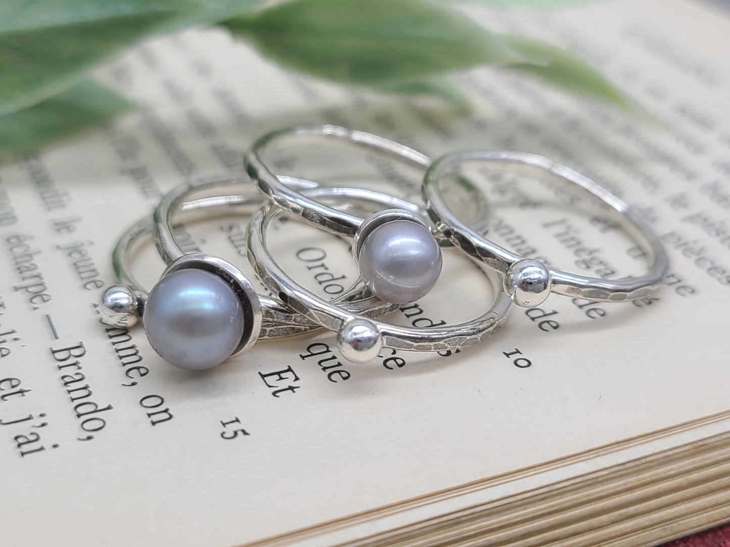 Sterling Silver Pearl Stacker Rings / Stackers /