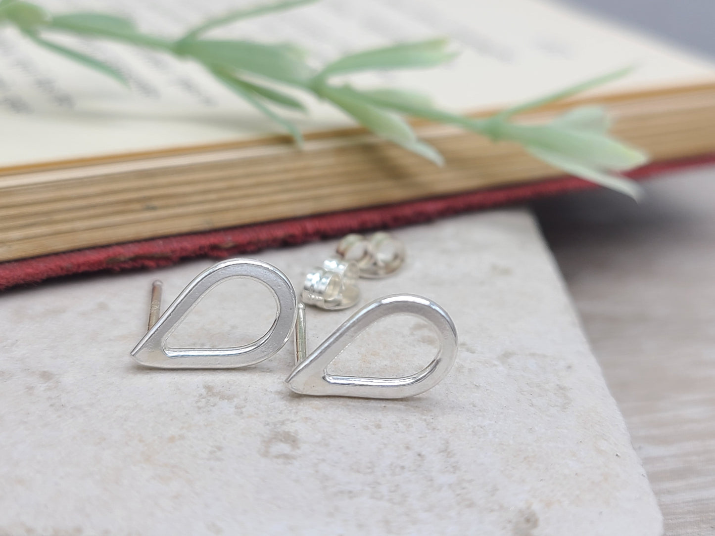 Sterling Teardrop Stud Earrings / Silver Studs