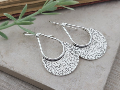 Sterling Hammered Textured Round Disc Earrings