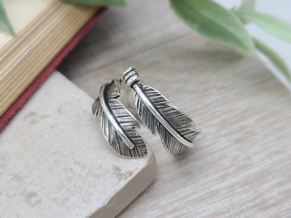 Sterling Feather Ring / Adjustable  / Bypass Ring /