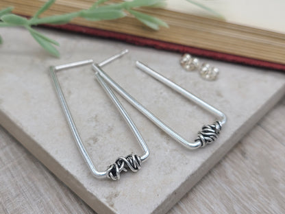 Sterling Silver Rectangle Wrapped Hoops