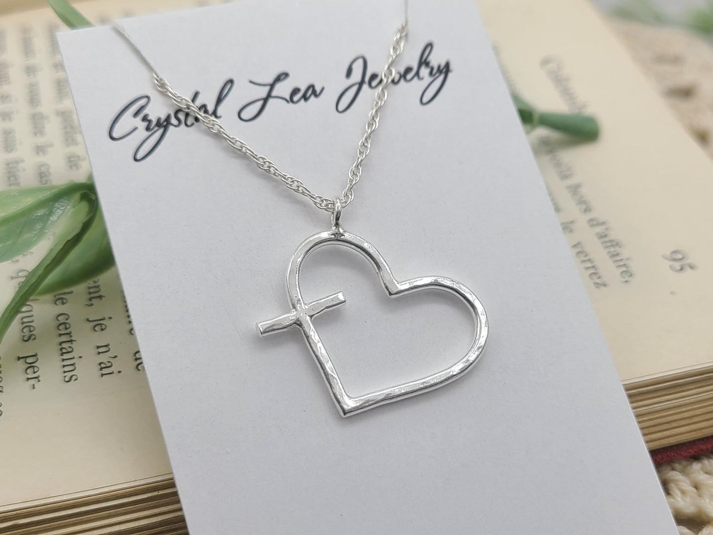 Sterling Silver Hammered Heart/Cross Necklace "Endless Love" / Cross Necklace / Heart Necklace / Faith Necklace