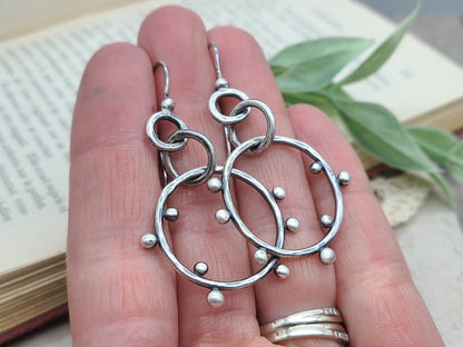 Rustic Sterling Silver Bauble Hoop Earrings