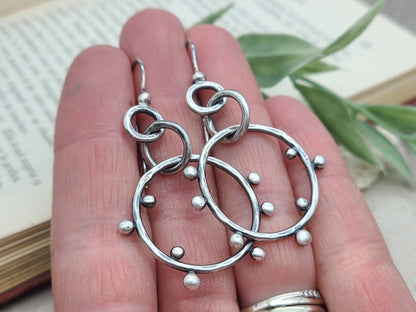 Rustic Sterling Silver Bauble Hoop Earrings