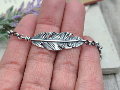 Sterling Silver Feather Bracelet