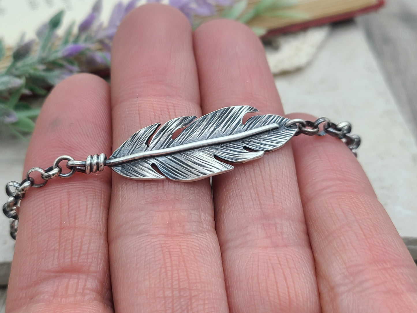 Sterling Silver Feather Bracelet