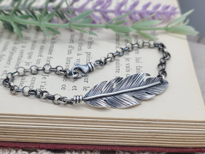 Sterling Silver Feather Bracelet