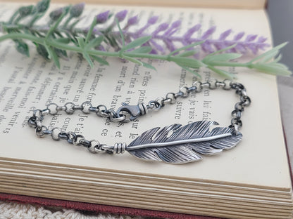 Sterling Silver Feather Bracelet