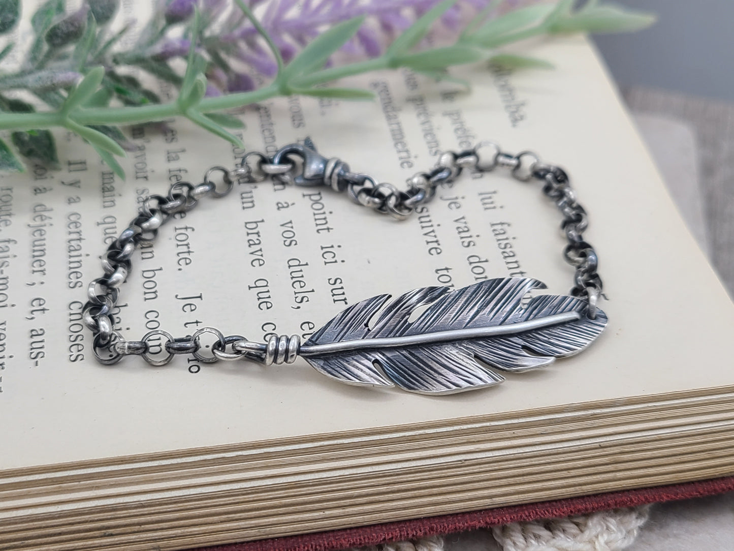 Sterling Silver Feather Bracelet