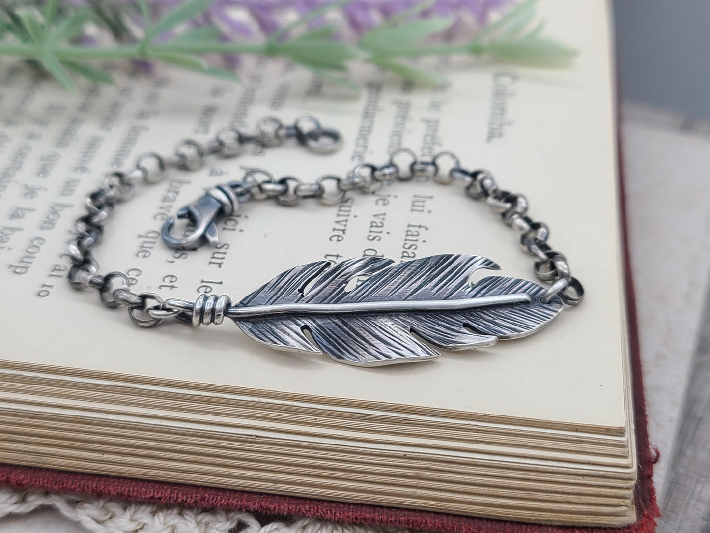 Sterling Silver Feather Bracelet