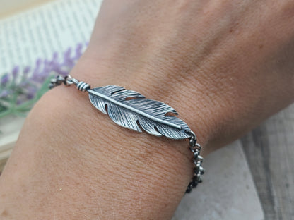 Sterling Silver Feather Bracelet