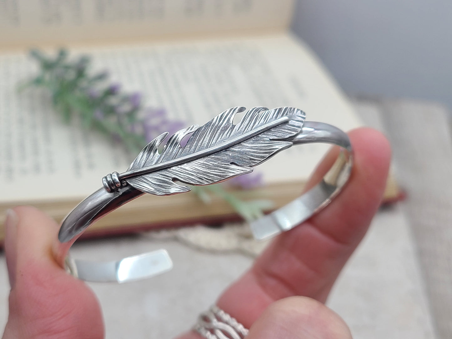 Sterling Silver Feather Cuff