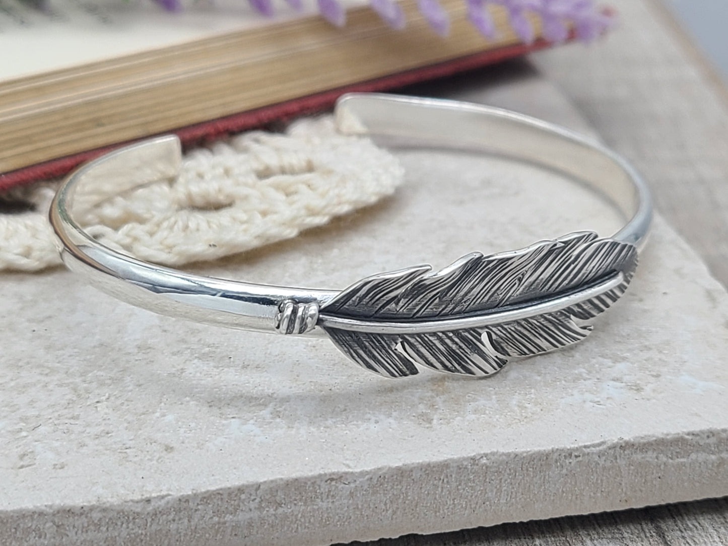 Sterling Silver Feather Cuff