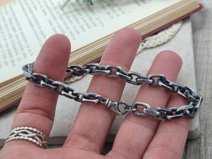 Men's Heavy Thick Chain Link Sterling Bracelet