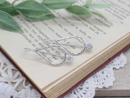 Sterling Silver & Crystal Teardrop Threader Earrings