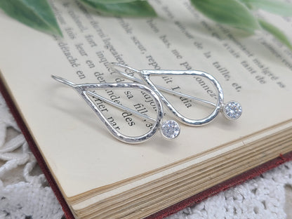 Sterling Silver & Crystal Teardrop Threader Earrings