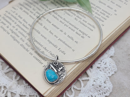 Sterling Silver & Turquoise Charm Bangle