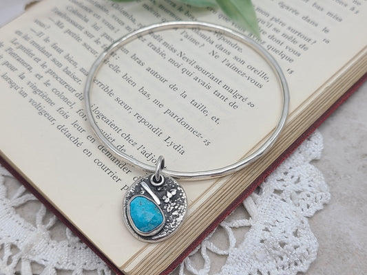 Sterling Silver & Turquoise Charm Bangle