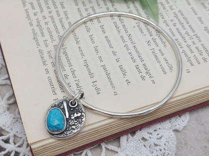 Sterling Silver & Turquoise Charm Bangle