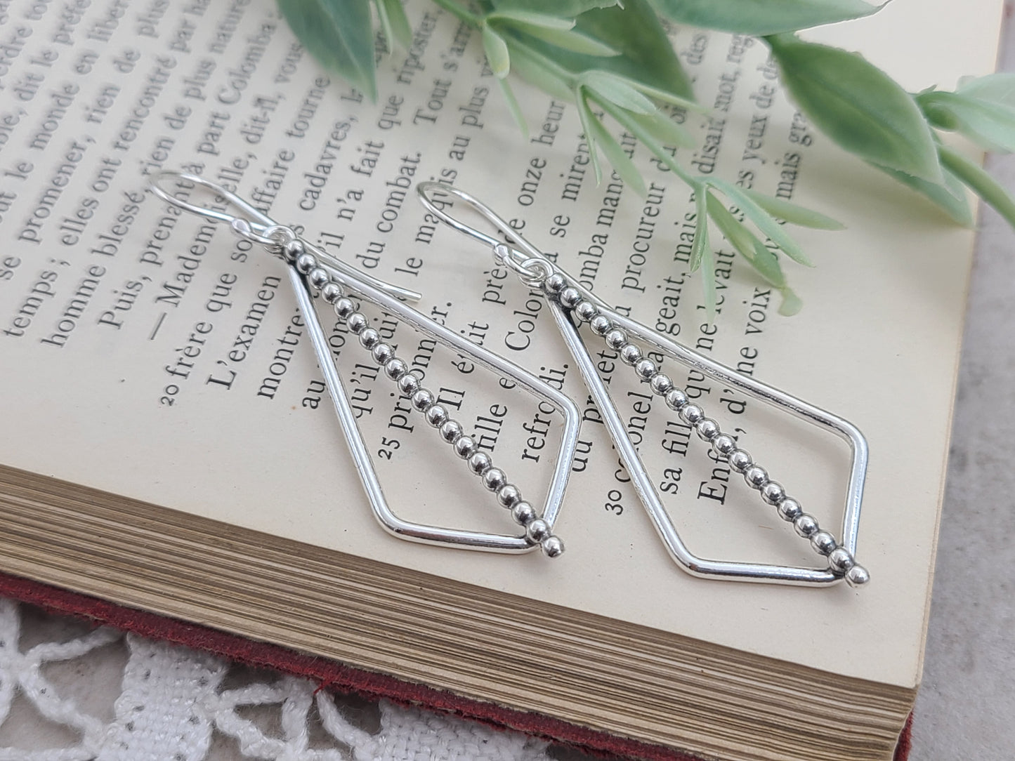 Sterling Silver Ornate Geometric Dangle Earrings