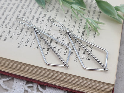 Sterling Silver Ornate Geometric Dangle Earrings