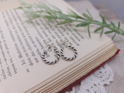 Sterling Tiny Twisted Hoop Earrings