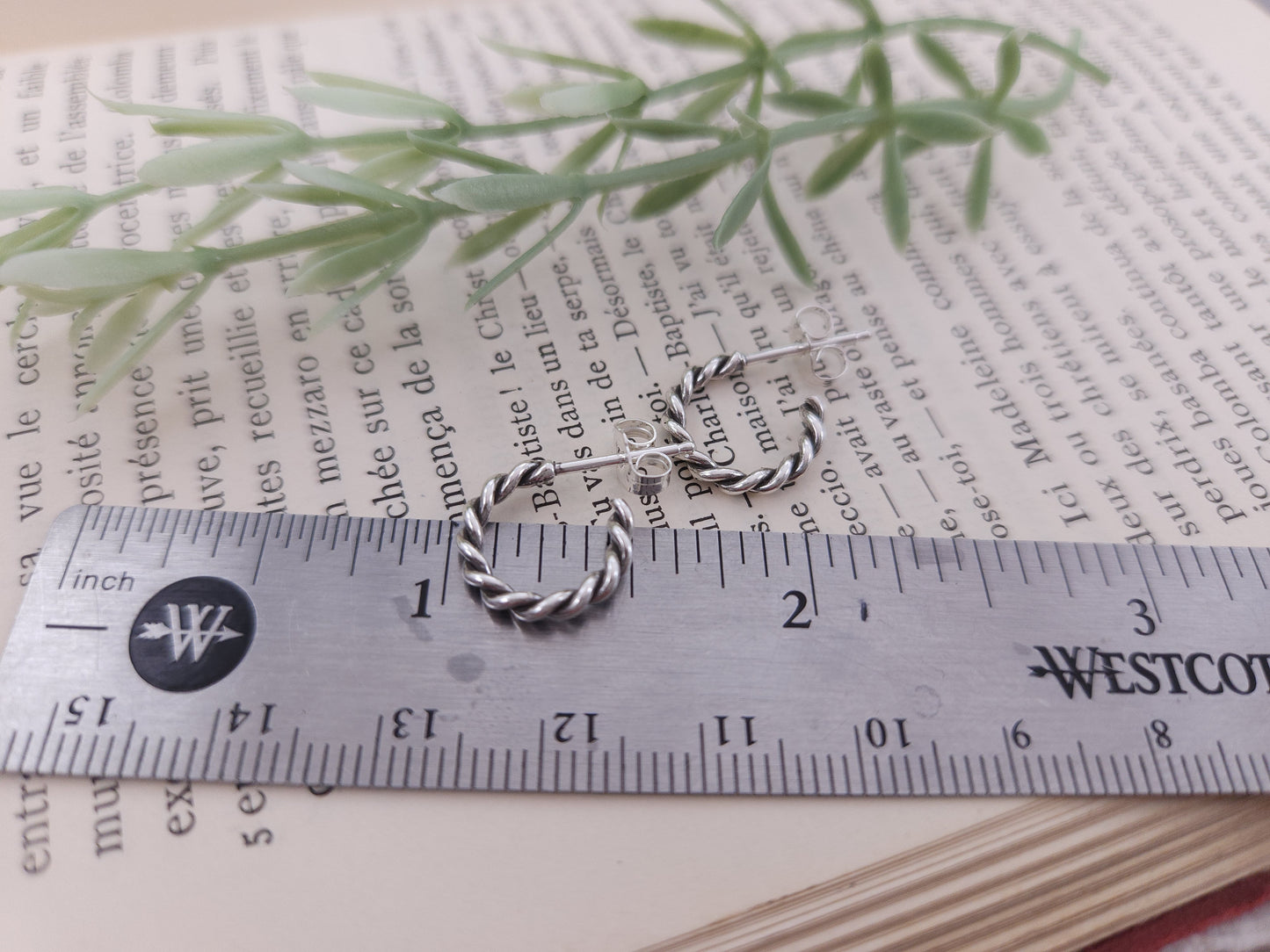 Sterling Tiny Twisted Hoop Earrings