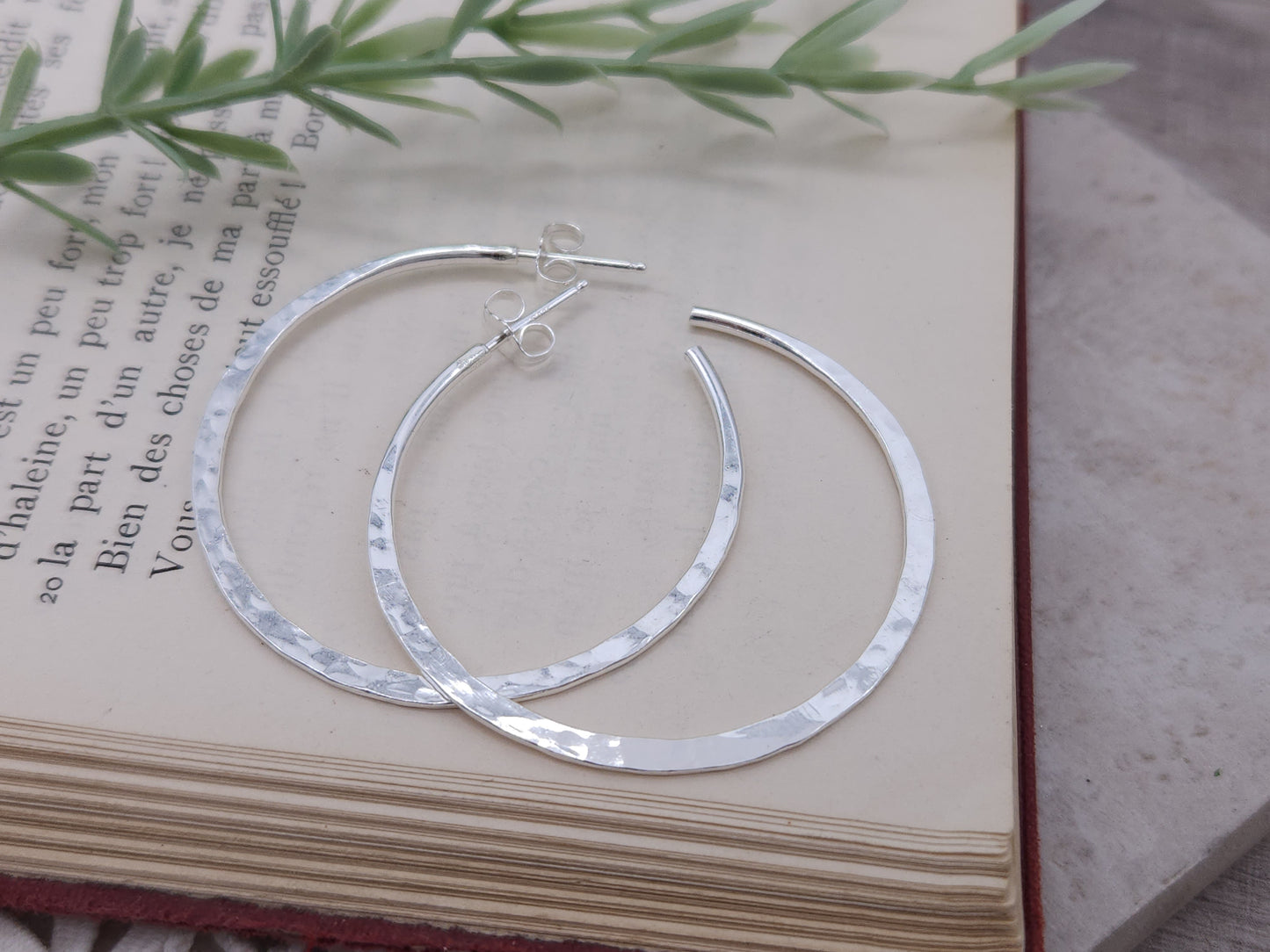 Sterling Hammered Hoop Earrings / Select your Size / Large / Medium / Small