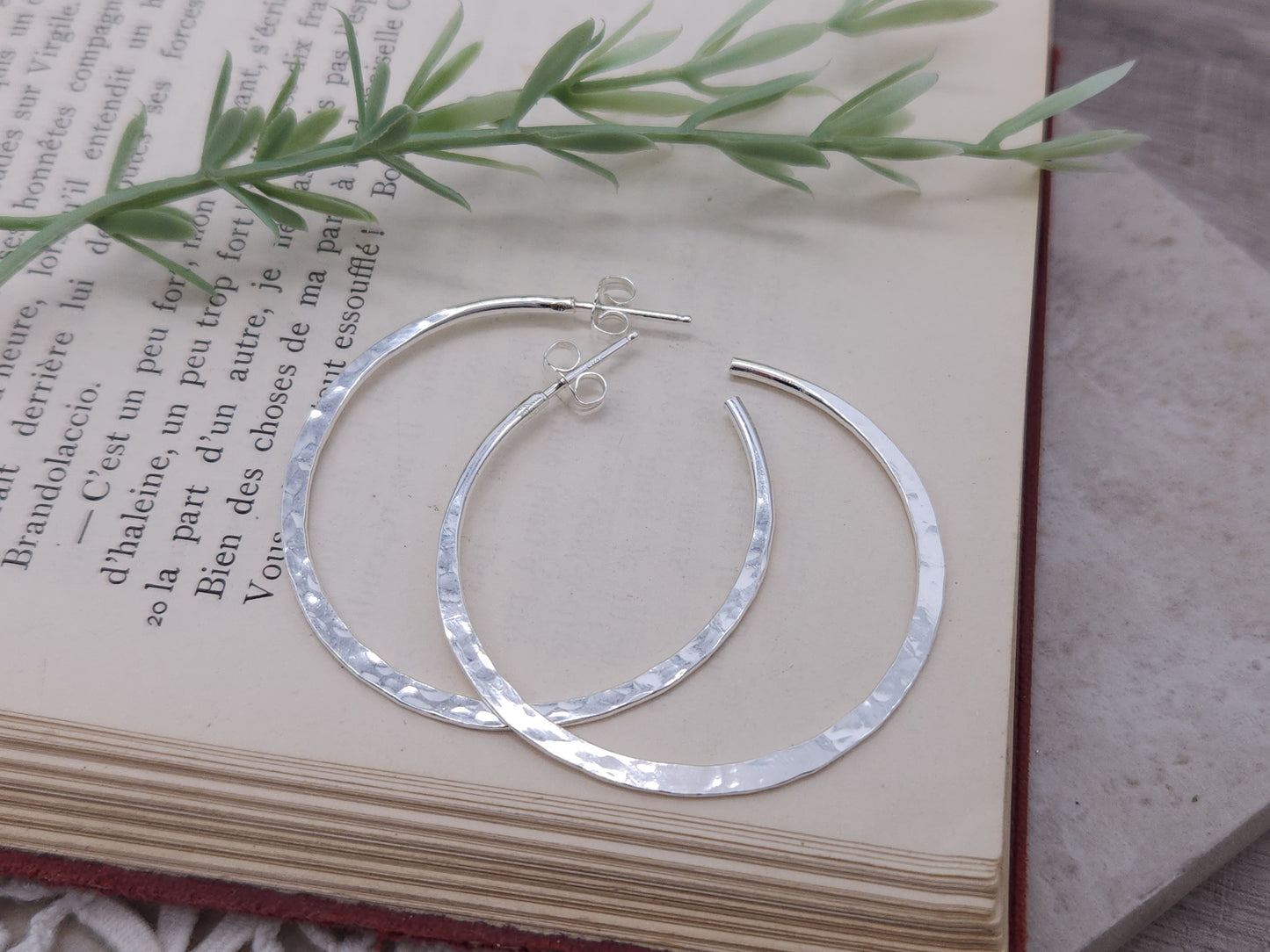 Sterling Hammered Hoop Earrings / Select your Size / Large / Medium / Small