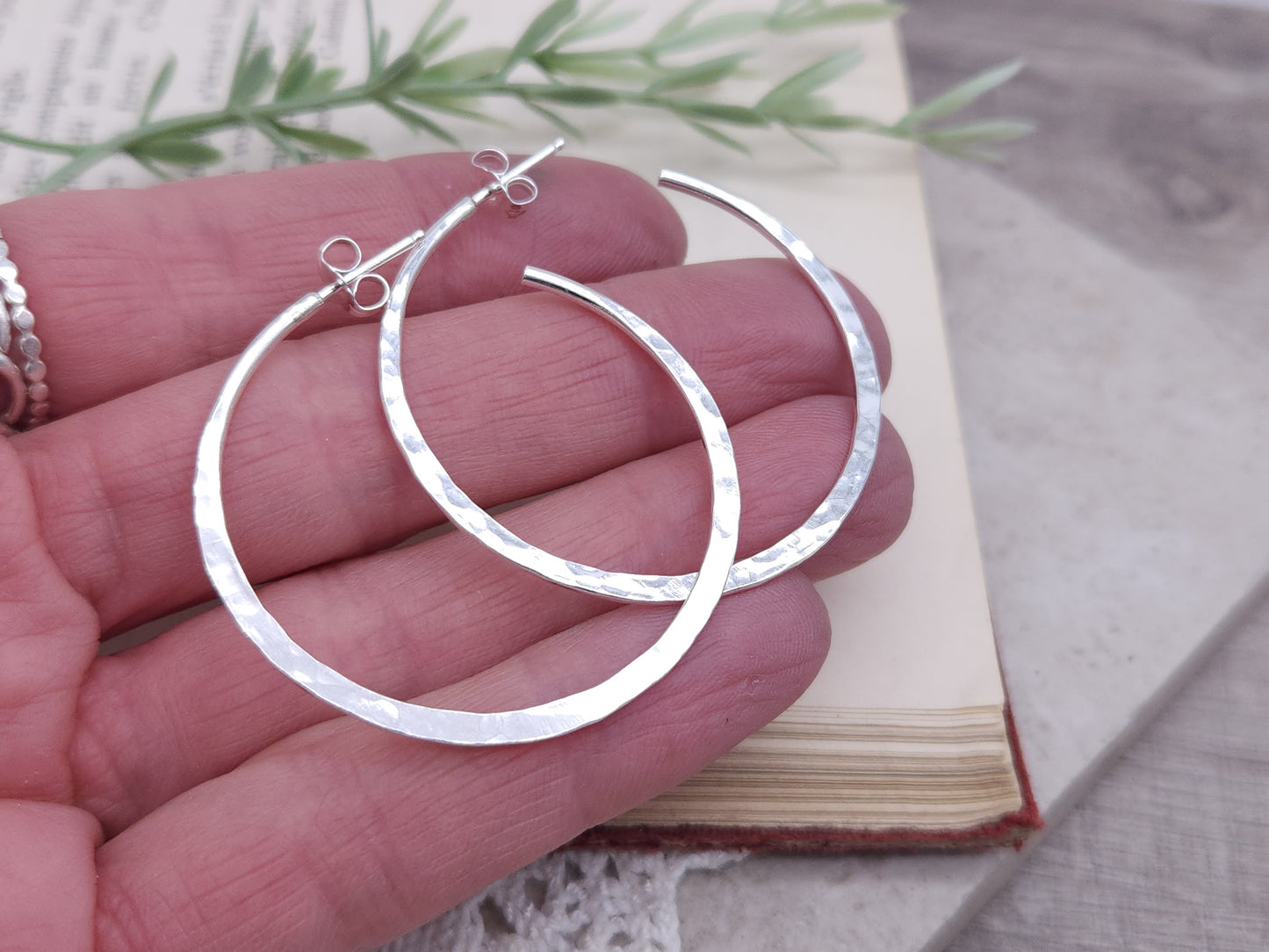 Sterling Hammered Hoop Earrings / Select your Size / Large / Medium / Small