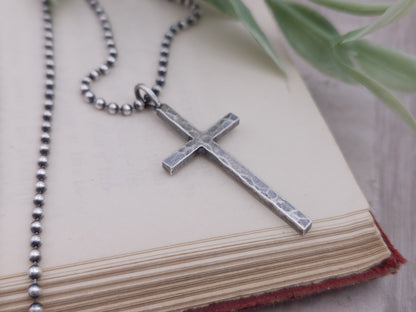 Men's Sterling Rustic Cross Necklace