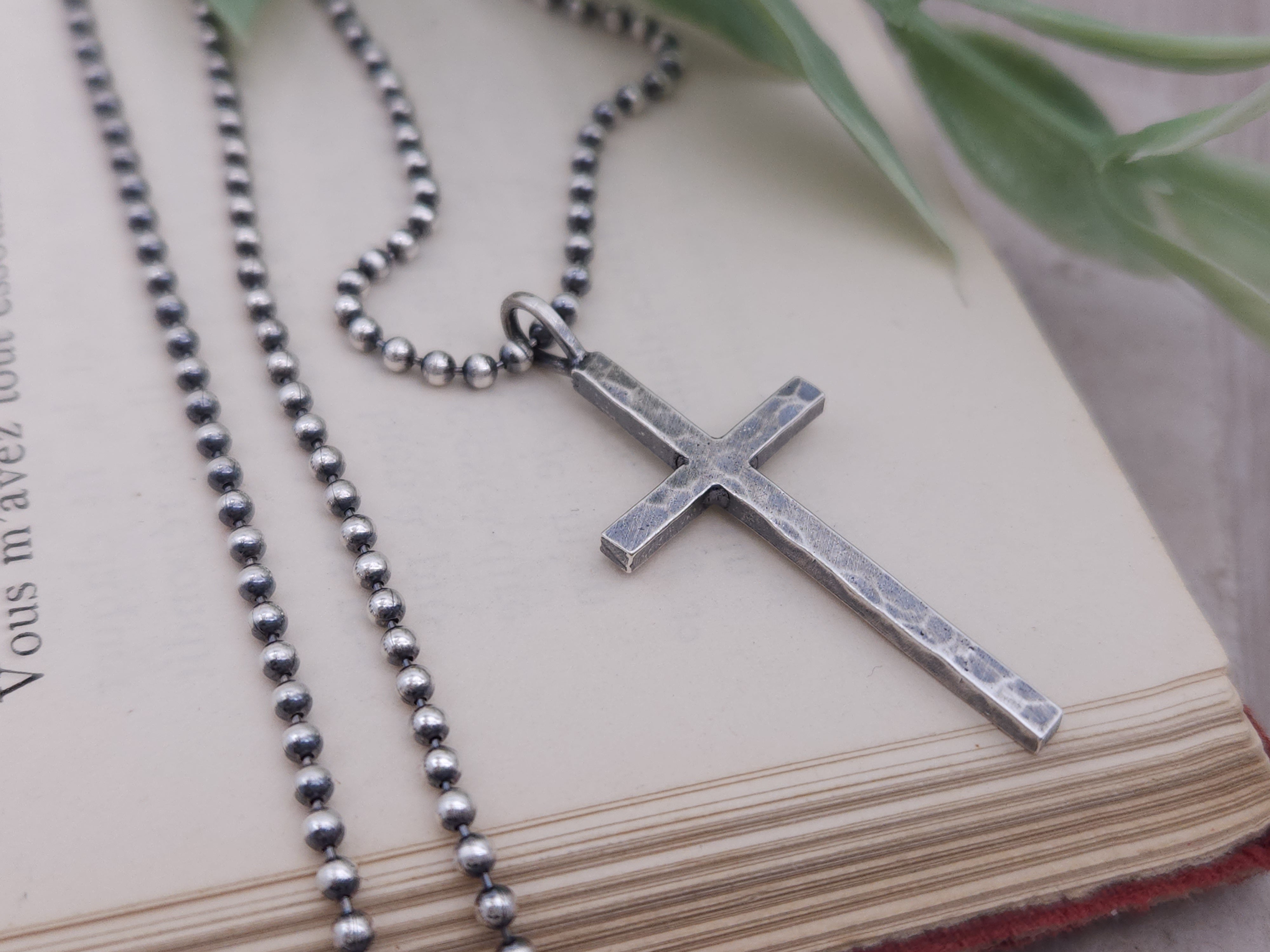 Mens Necklace Rustic square in outlet Solid Sterling Silver