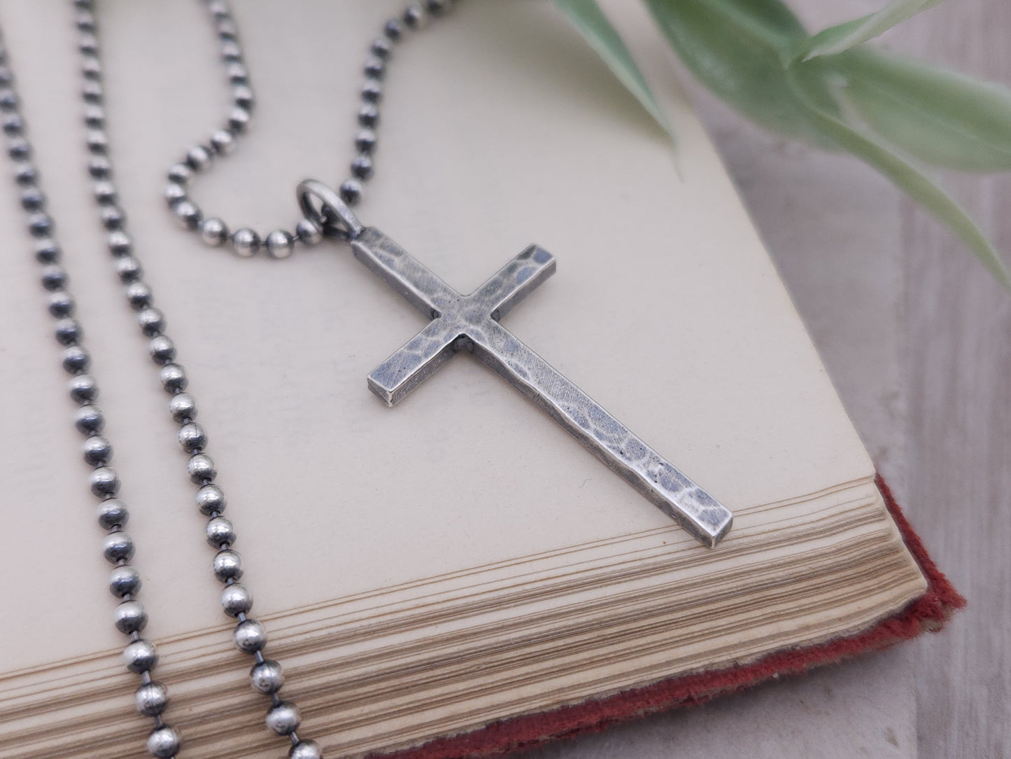 Men's Sterling Rustic Cross Necklace