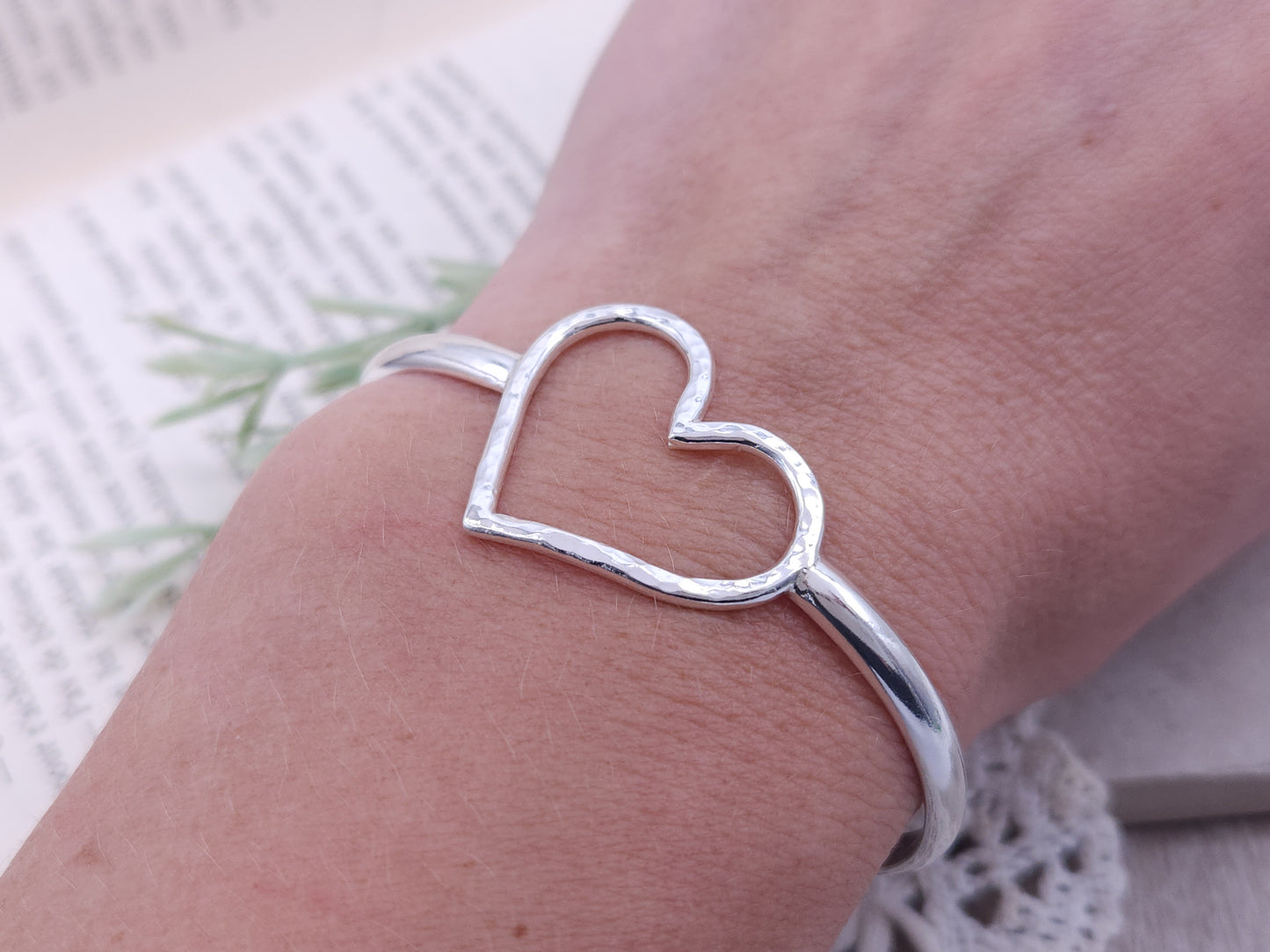 Sterling Heart Cuff