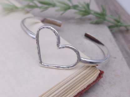 Sterling Heart Cuff