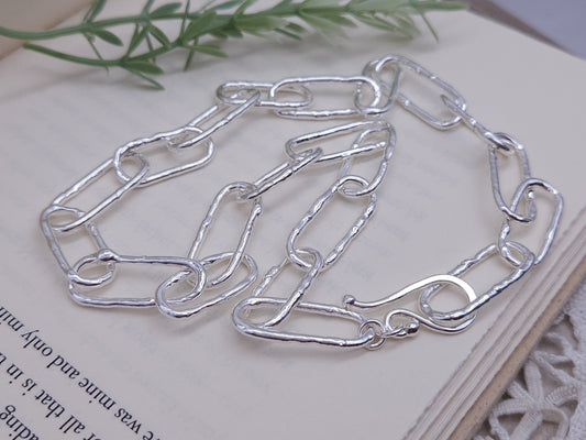 Sterling Silver Molten Paperclip Large Chain Link Necklace