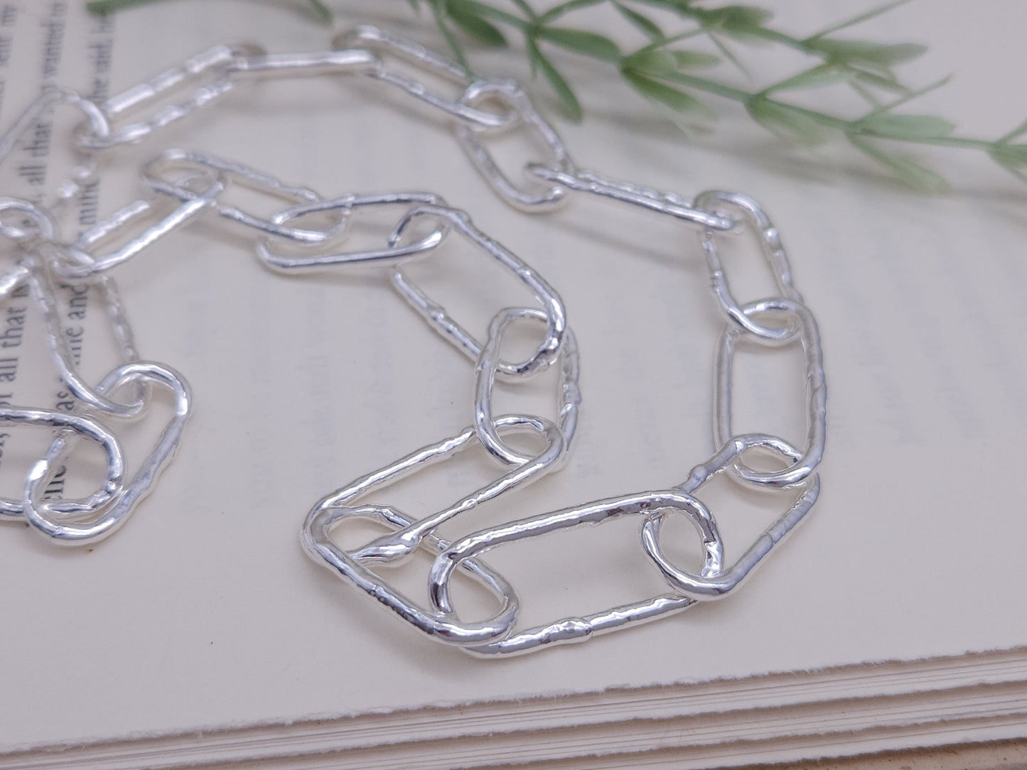 Sterling Silver Molten Paperclip Large Chain Link Necklace