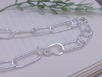 Sterling Silver Molten Paperclip Large Chain Link Necklace