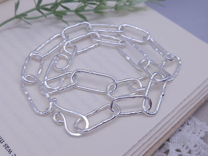 Sterling Silver Molten Paperclip Large Chain Link Necklace