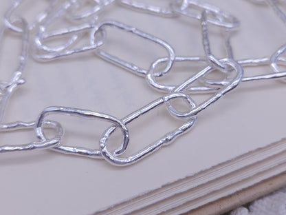 Sterling Silver Molten Paperclip Large Chain Link Necklace