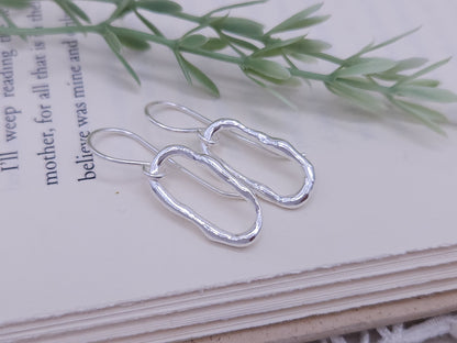 Sterling Silver Molten Paperclip Link Earrings