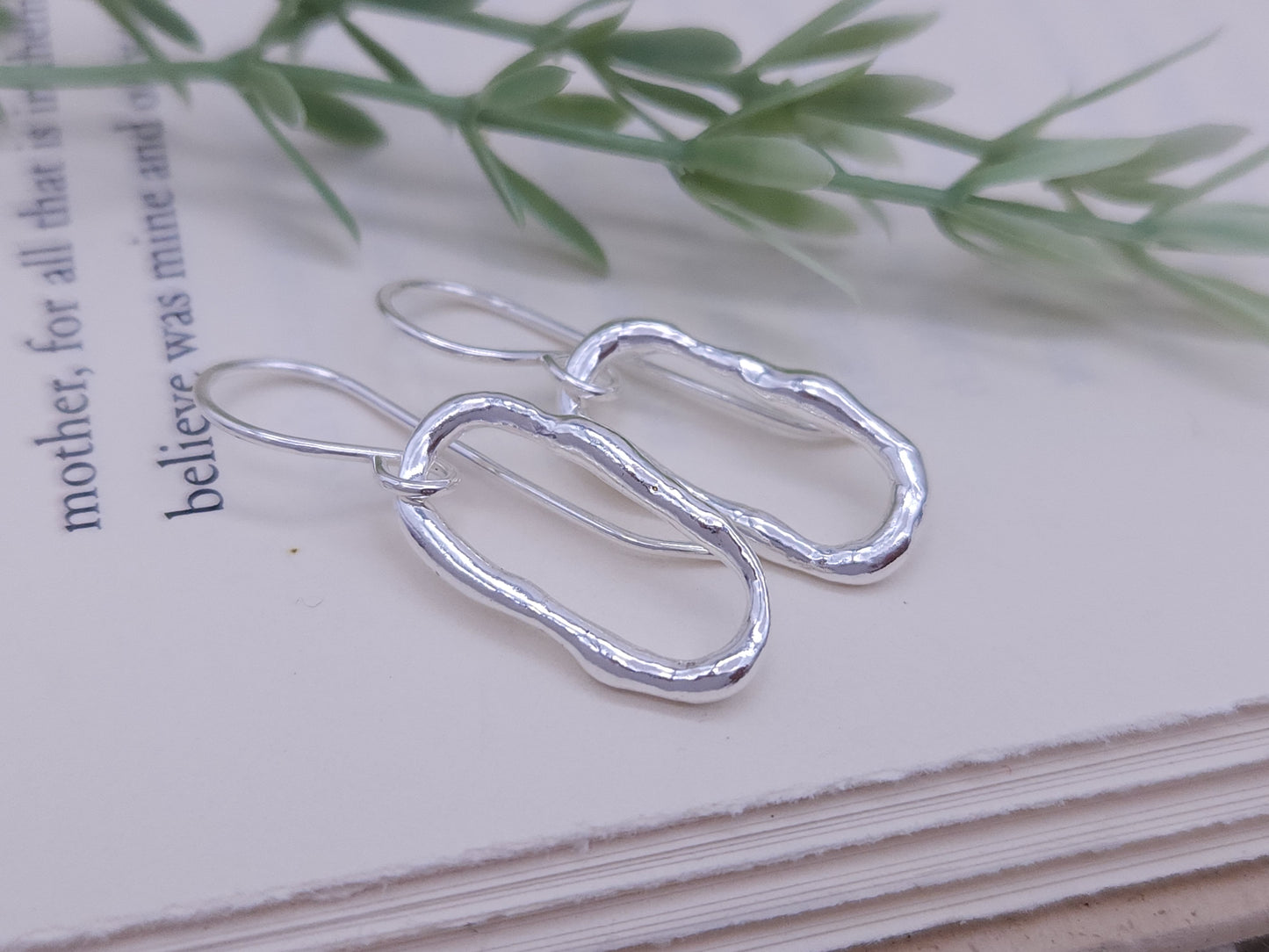 Sterling Silver Molten Paperclip Link Earrings