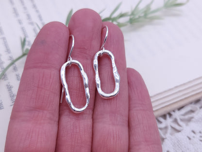 Sterling Silver Molten Paperclip Link Earrings