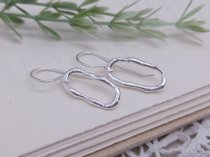 Sterling Silver Molten Paperclip Link Earrings