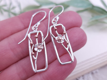 Sterling Silver Cherry Blossom Earrings