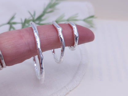 Sterling Silver Molten Textured Hoops