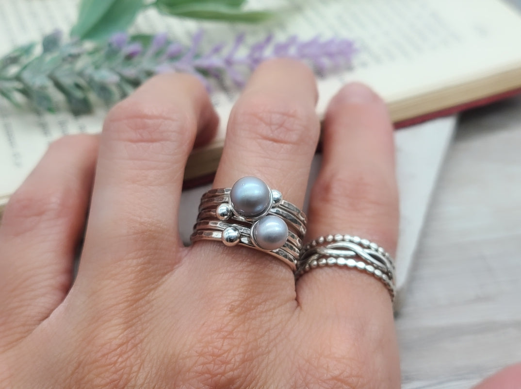 Sterling Silver Pearl Stacker Rings / Stackers /