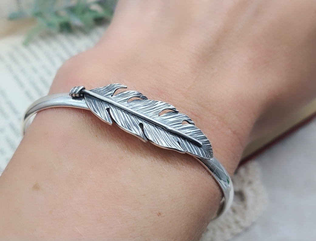 Sterling Silver Feather Cuff